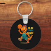 Cooler Basketball Dinosaurier Spieler Kulinarische Schlüsselanhänger (Vorderseite)