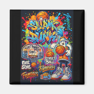 Cooler Basketball Graffiti-Stil Illustration Graph Magnet