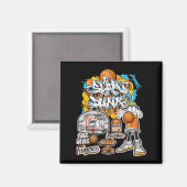 Cooler Basketball Graffiti-Stil Illustration Graph Magnet (Vorderseite/Rückseite)