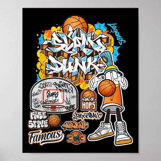 Cooler Basketball Graffiti-Stil Illustration Graph Poster (Vorne)