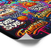 Cooler Basketball Graffiti-Stil Illustration Graph Poster (Ecke)