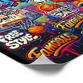 Cooler Basketball Graffiti-Stil Illustration Graph Poster (Ecke)