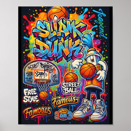 Cooler Basketball Graffiti-Stil Illustration Graph Poster (Vorne)