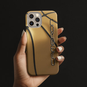 Cooler Basketballname Gold und Schwarz iPhone 16 Hülle