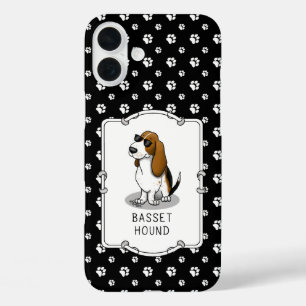 Cooler Basset Hound Hund und Sonnenbrille (Trikolo iPhone 16 Plus Hülle