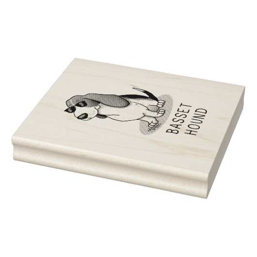 Cooler Basset Hound Hund und Sonnenbrille (Trikolo Gummistempel (Stempel)