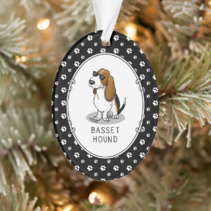 Cooler Basset Hound Hund und Sonnenbrille (Trikolo Ornament