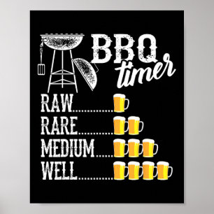Cooler BBQ-Timer Roh Selten Mittel Gut Lustiger Bi Poster