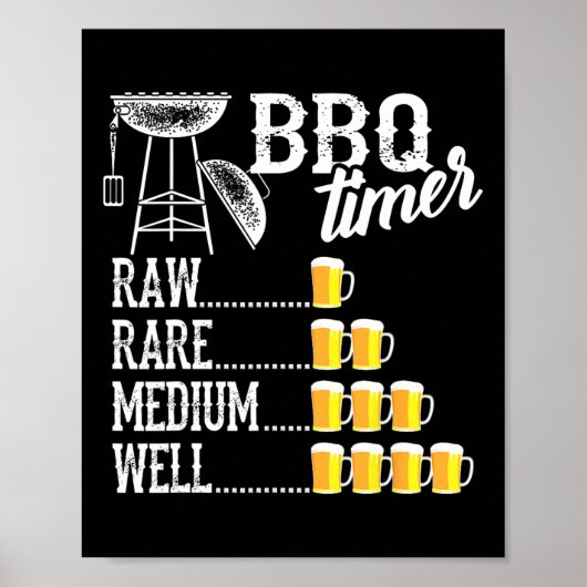 Cooler BBQ-Timer Roh Selten Mittel Gut Lustiger Bi Poster (Vorne)