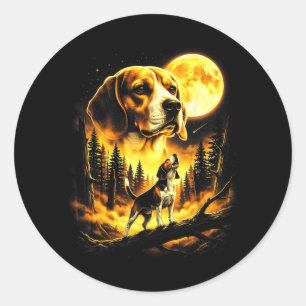 Cooler Beagle-Hund heult zum Mond Vintage 90er Runder Aufkleber