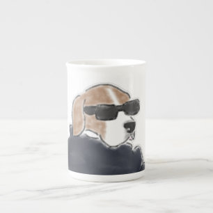 Cooler Beagle-Hund mit Sonnenbrille und Jacke Illu Porzellantasse