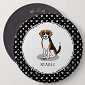 Cooler Beagle mit Sonnenbrille (Tri-Farbe 3) Funny Button (Vorne & Hinten)