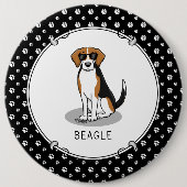Cooler Beagle mit Sonnenbrille (Tri-Farbe 3) Funny Button (Vorderseite)
