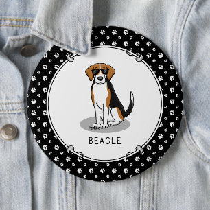 Cooler Beagle mit Sonnenbrille (Tri-Farbe 3) Funny Button