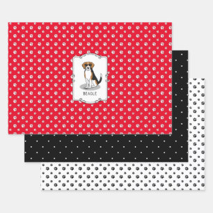 Cooler Beagle mit Sonnenbrille (Tri-Farbe 3) Funny Geschenkpapier Set