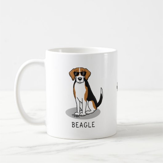 Cooler Beagle mit Sonnenbrille (Tri-Farbe 3) Funny Kaffeetasse (Links)