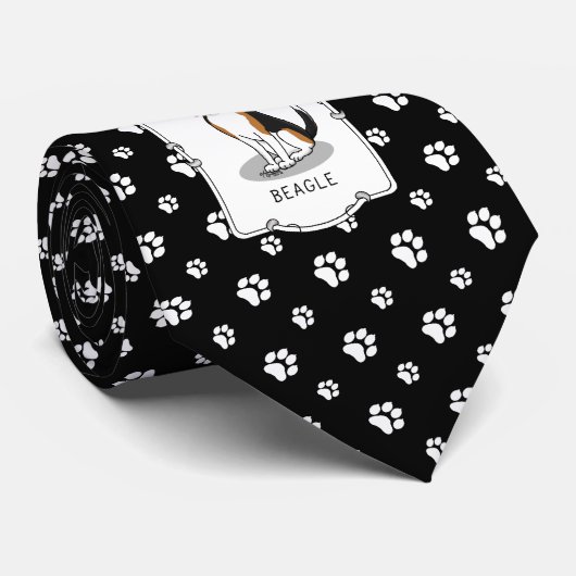 Cooler Beagle mit Sonnenbrille (Tri-Farbe 3) Funny Krawatte (Gerollt)