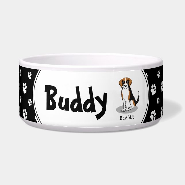 Cooler Beagle mit Sonnenbrille (Tri-Farbe 3) Funny Napf (Vorderseite)