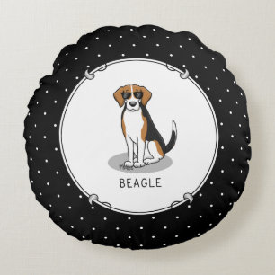 Cooler Beagle mit Sonnenbrille (Tri-Farbe 3) Funny Rundes Kissen