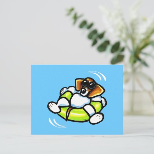 Cooler Beagle Pool Float Off-Leash Art™ Postkarte (Stehend Vorderseite)
