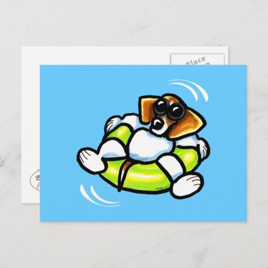 Cooler Beagle Pool Float Off-Leash Art™ Postkarte (Vorne/Hinten)