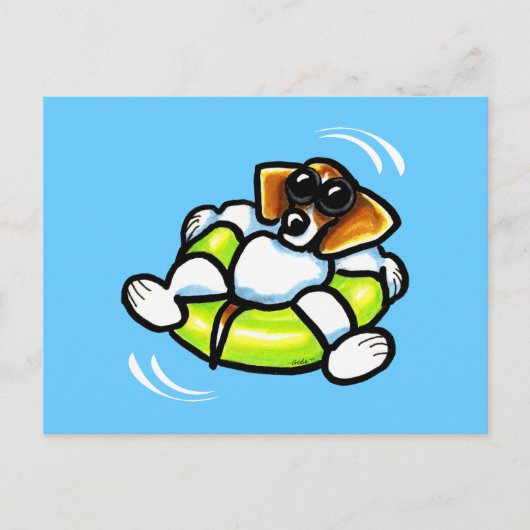 Cooler Beagle Pool Float Off-Leash Art™ Postkarte (Vorderseite)