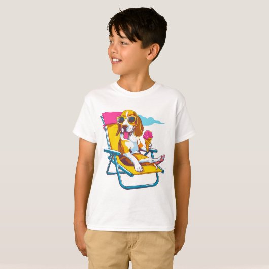 Cooler Beagle Summer Vibes | Spaß Kinder T-Shirt (Vorne ganz)