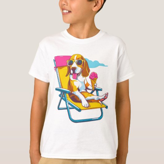 Cooler Beagle Summer Vibes | Spaß Kinder T-Shirt (Vorderseite)