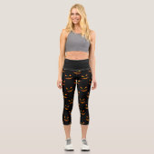 Cooler beängstigender Jack O'Lantern-Gesichtsaussc Capri Leggings (Vorderseite)