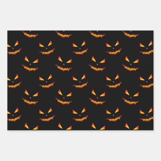 Cooler beängstigender Jack O'Lantern-Gesichtsaussc Geschenkpapier Set (Vorderseite)