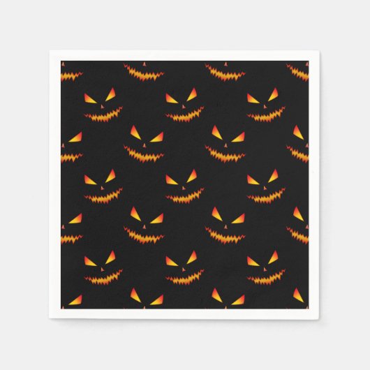 Cooler beängstigender Jack O'Lantern-Gesichtsaussc Serviette (Vorderseite)