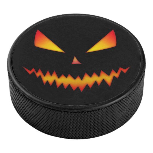 Cooler beängstigender Jack O'Lantern-GesichtsHallo Eishockey Puck (3/4)