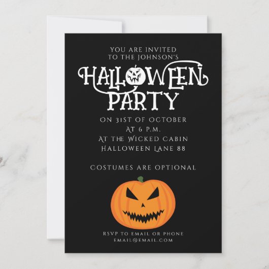 Cooler beängstigender Jack O'Lantern Halloween Einladung (Vorderseite)