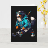 Cooler Berner Sennenhund-Hockeyspieler mit Kapuzen Karte (Gelbe Blume)