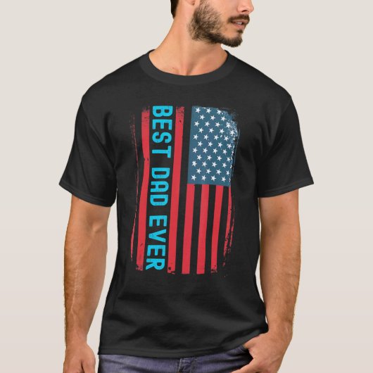 Cooler bester Vater je amerikanischer Flaggengrung T-Shirt (Vorderseite)
