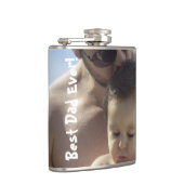 Cooler bester Vater je Foto Vinyl Wrapped Flask Flachmann (Rechts)