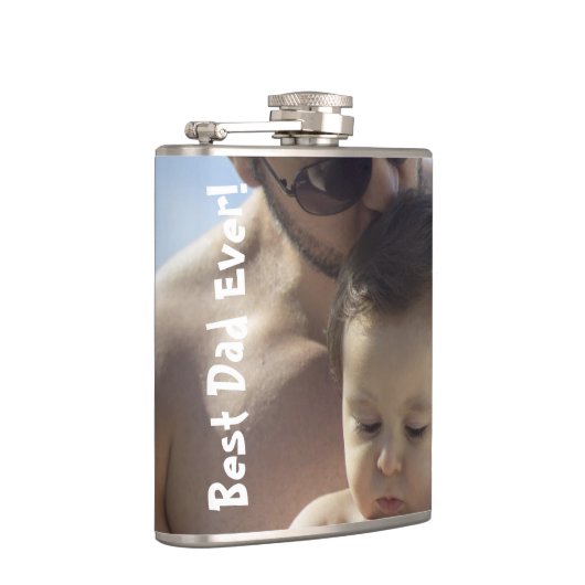 Cooler bester Vater je Foto Vinyl Wrapped Flask Flachmann (Rechts)