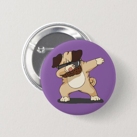 Cooler betupfender Mops mit Sonnenbrille-Abzeichen Button (Vorne & Hinten)