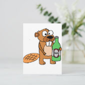 Cooler Biber trinken Bier Cartoon Postkarte (Stehend Vorderseite)