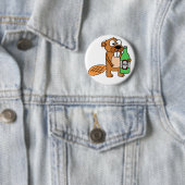 Cooler Biber-trinkender Bier-Cartoon Button (Beispiel)