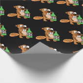 Cooler Biber-trinkender Bier-Cartoon Geschenkpapier (Ecke)