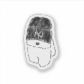 Cooler Bichon Frise-Welpe mit schwarzer Beanie Aufkleber (Vorderseite)