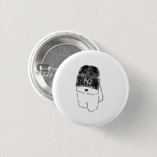 Cooler Bichon Frise-Welpe mit schwarzer Mütze Button