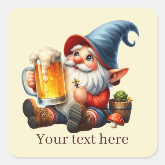 cooler Bierzwerg Quadratischer Aufkleber (Vorderseite)