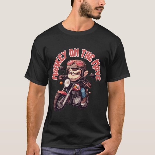 Cooler Biker-Affe-T - Shirt (Vorderseite)