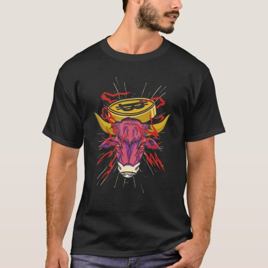 Cooler Bitcoin Bull mit Kryptolaseraugen T-Shirt (Vorderseite)