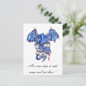 Cooler Blauer Drache auf der Postkarte des Skull-T (Stehend Vorderseite)
