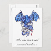 Cooler Blauer Drache auf der Postkarte des Skull-T (Vorne/Hinten)