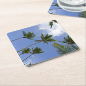 Cooler blauer Himmel und Palmen Rechteckiger Pappuntersetzer (angewinkelt)