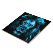 Cooler blauer Löwe mit blaue Augen-Porträt Fliese (Seite)